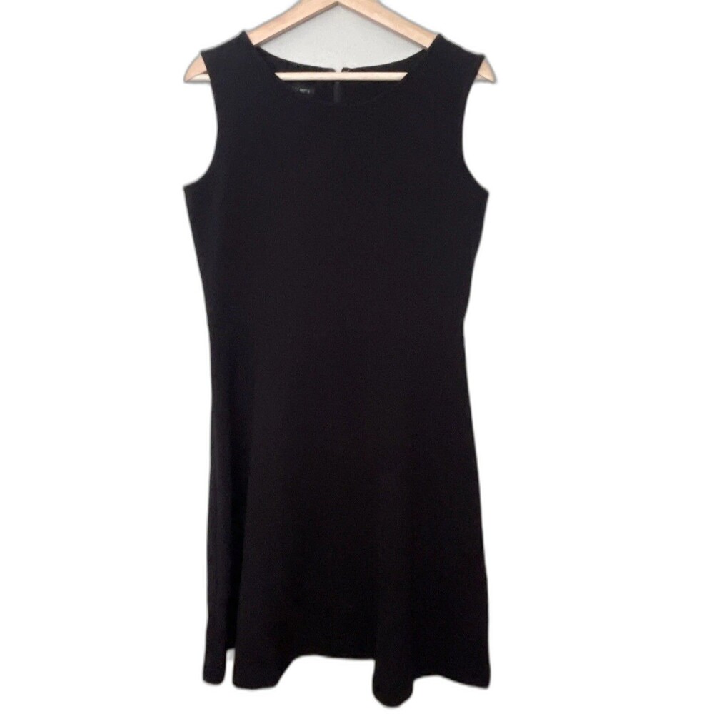 Talbots Women’s Size M Black Sleeveless Ponte Knit Fit & Flare Swing Dress